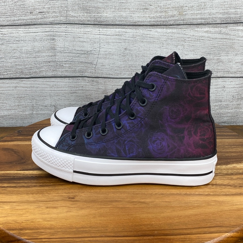 Converse Chuck Taylor All Star Hi Lift Purple Roses Shoe Women’s Sneaker Size 7